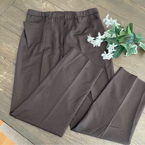 BASLER Womens Brown Straight Leg Virgin‎ Wool Blend Trouser Pants size Large
